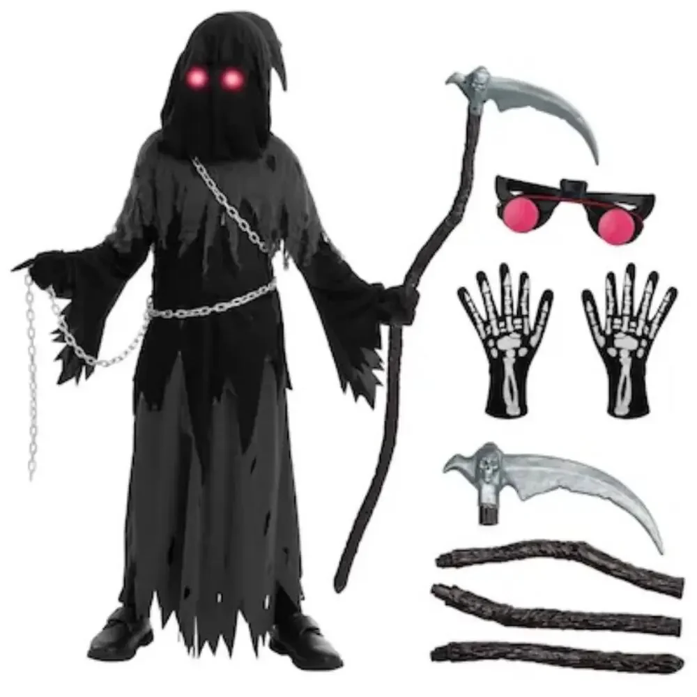 NIP Spooktacular Creations Kids Grim Reaper Costume - Size Medium (8-10 Yrs) New